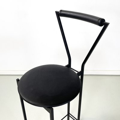 Italian Modern High Stool in Black Metal and Rubber, 1980s-GDD-1752571