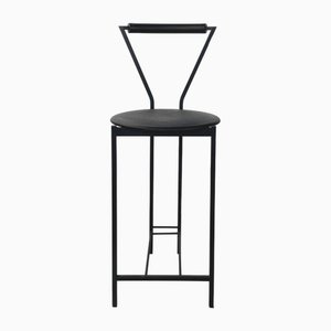 Italian Modern High Stool in Black Metal and Rubber, 1980s-GDD-1752571