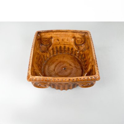 Italian Modern Ionic Capital Centerpiece Bowl in Brown Ceramic, 1980s-GDD-1779817