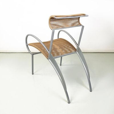 Italian Modern Juliette Chair in Rope and Gray Steel attributed to Massimo Iosa-Ghini, 1990s-GDD-1781073