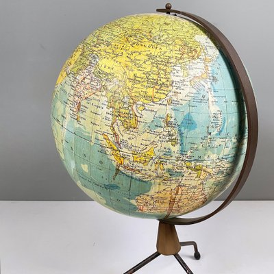 Italian Modern Metal Table Globe with Map of the World, 1960s-GDD-1761423