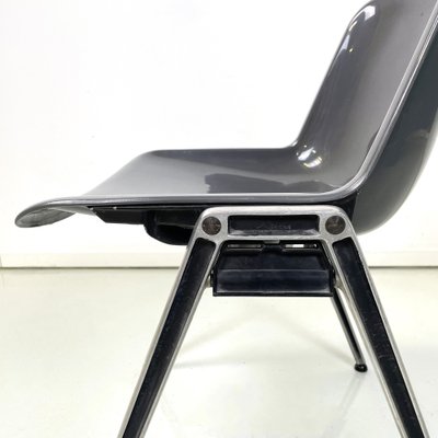 Italian Modern Modus SM 203 Chair in Gray Plastic and Aluminum attributed to Borsani Tecno, 1980s-GDD-1757584