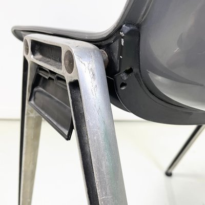 Italian Modern Modus SM 203 Chair in Gray Plastic and Aluminum attributed to Borsani Tecno, 1980s-GDD-1757584