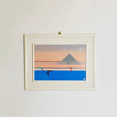 Italian Modern Painting with Geometric Representation, 1988, Oil on Wood, Framed-GDD-1191833