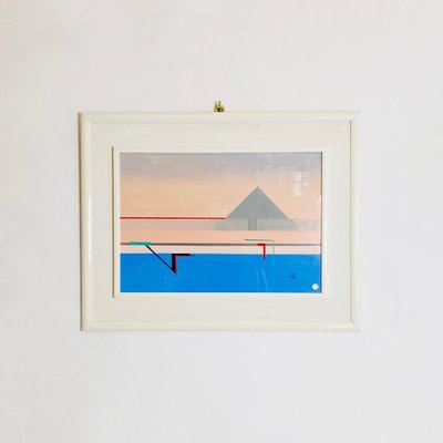 Italian Modern Painting with Geometric Representation, 1988, Oil on Wood, Framed-GDD-1191833