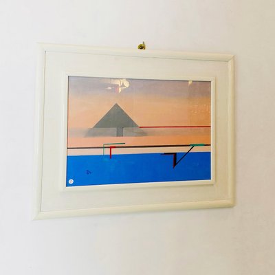 Italian Modern Painting with Geometric Representation, 1988, Oil on Wood, Framed-GDD-1191833