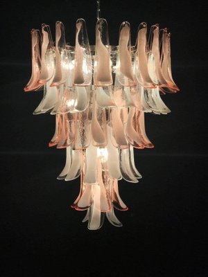 Italian Modern Pink and White Murano Glass Chandelier with Petals, 1980s-MBH-1031666