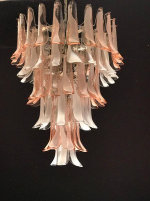 Italian Modern Pink and White Murano Glass Chandelier with Petals, 1980s-MBH-1031666