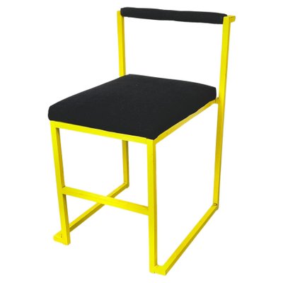 Italian Modern Rectangular Chair with Black Fabric and Yellow Metal, 1980s-GDD-1798564