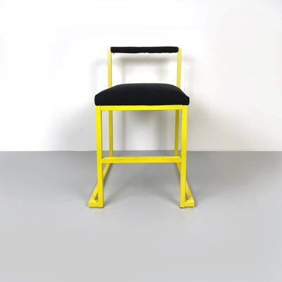 Italian Modern Rectangular Chair with Black Fabric and Yellow Metal, 1980s-GDD-1798564