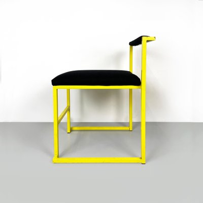 Italian Modern Rectangular Chair with Black Fabric and Yellow Metal, 1980s-GDD-1798564