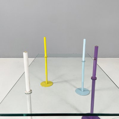 Italian Modern Rectangular Coffe Table in Glass and Colored Metal Rods, 1980s-GDD-1806602