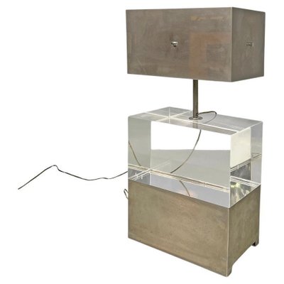 Italian Modern Rectangular Table Lamp in Metal and Transparent Acrylic Glass, 1970s-GDD-2024297