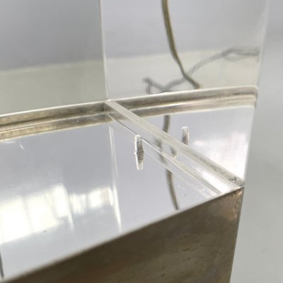 Italian Modern Rectangular Table Lamp in Metal and Transparent Acrylic Glass, 1970s-GDD-2024297