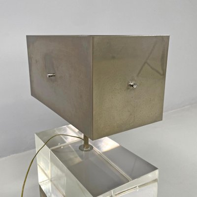 Italian Modern Rectangular Table Lamp in Metal and Transparent Acrylic Glass, 1970s-GDD-2024297