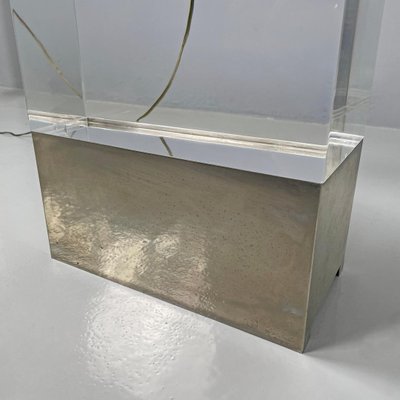 Italian Modern Rectangular Table Lamp in Metal and Transparent Acrylic Glass, 1970s-GDD-2024297