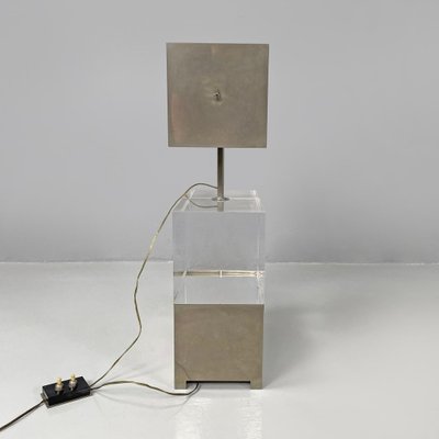 Italian Modern Rectangular Table Lamp in Metal and Transparent Acrylic Glass, 1970s-GDD-2024297