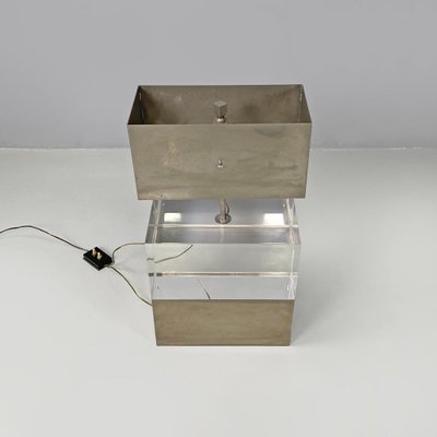 Italian Modern Rectangular Table Lamp in Metal and Transparent Acrylic Glass, 1970s-GDD-2024297