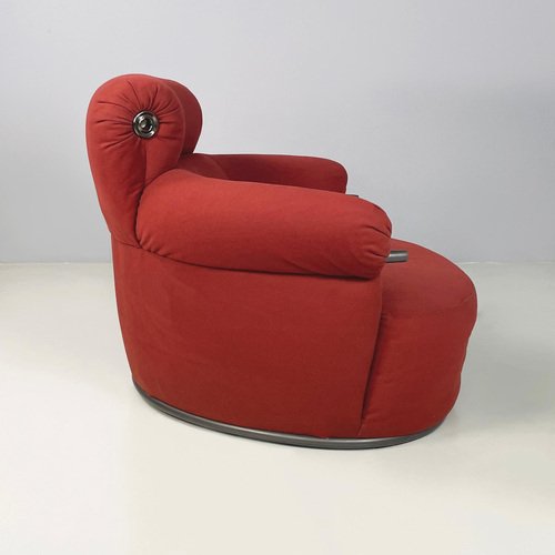 Italian Modern Red Armchair Bull attributed to Luigi Caccia Dominioni for Lily of the Valley, 1980s