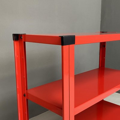 Italian Modern Red Metal Bookcase, 1980s-GDD-1383222