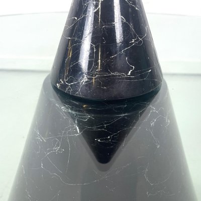 Italian Modern Round Coffe Table in Glass with Black Marble Conical Base, 1980s-GDD-1793373