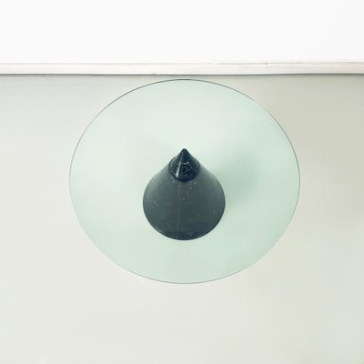 Italian Modern Round Coffe Table in Glass with Black Marble Conical Base, 1980s-GDD-1793373