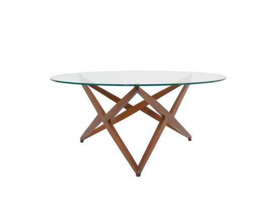 Italian Modern Round Coffee Table with Star-Shaped Base by Angelo Ostuni, Italy, 1960s-UQV-1050210