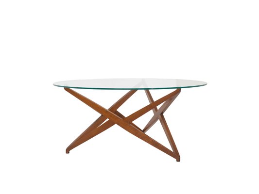 Italian Modern Round Coffee Table with Star-Shaped Base by Angelo Ostuni, Italy, 1960s-UQV-1050210