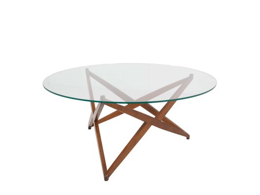 Italian Modern Round Coffee Table with Star-Shaped Base by Angelo Ostuni, Italy, 1960s-UQV-1050210