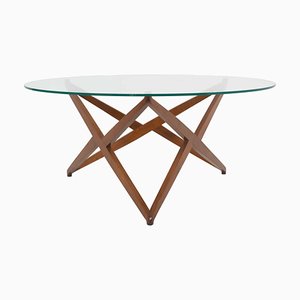 Italian Modern Round Coffee Table with Star-Shaped Base by Angelo Ostuni, Italy, 1960s-UQV-1050210