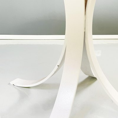 Italian Modern Round Dining Table in White Metal and Wood, 1970s-GDD-1419202