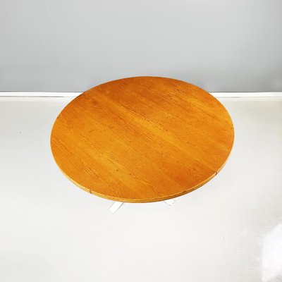 Italian Modern Round Dining Table in White Metal and Wood, 1970s-GDD-1419202