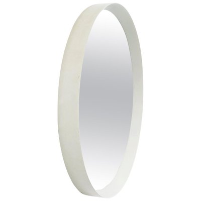 Italian Modern Round White Wood Wall Mirror, 1980s-GDD-1327043