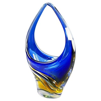 Italian Modern Sculpture in Blue and Yellow Murano Glass, 1970s-GDD-1394548