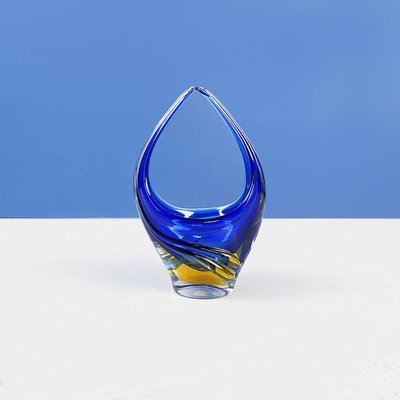 Italian Modern Sculpture in Blue and Yellow Murano Glass, 1970s-GDD-1394548