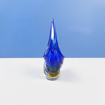 Italian Modern Sculpture in Blue and Yellow Murano Glass, 1970s-GDD-1394548