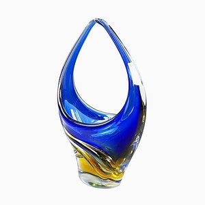 Italian Modern Sculpture in Blue and Yellow Murano Glass, 1970s-GDD-1394548