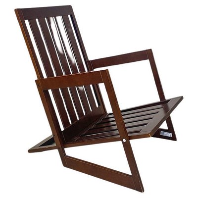 Italian Modern Slanted Wood Armchair, 1980s-GDD-1796881