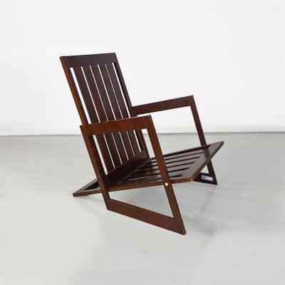 Italian Modern Slanted Wood Armchair, 1980s-GDD-1796881