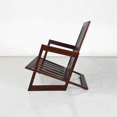 Italian Modern Slanted Wood Armchair, 1980s-GDD-1796881