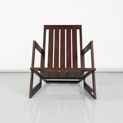 Italian Modern Slanted Wood Armchair, 1980s-GDD-1796881