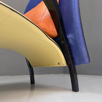 Italian Modern Solid Wood & Leather Multicolor Armchair, 1980s-GDD-1344886