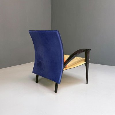 Italian Modern Solid Wood & Leather Multicolor Armchair, 1980s-GDD-1344886