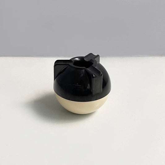 Italian Modern Spherical Table Ashtray in Black and White Plastic, 1980s