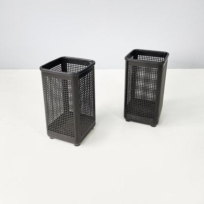 Italian Modern Square Black Metal and Plastic Baskets from Neolt, 1980s, Set of 2-GDD-1801616