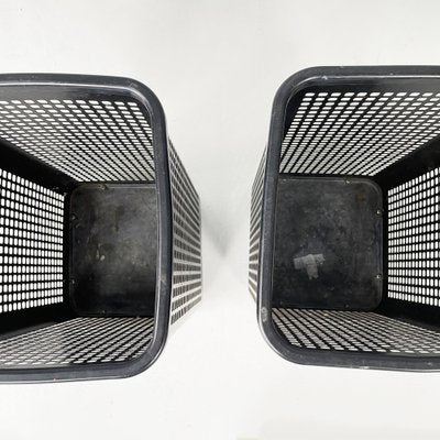 Italian Modern Square Black Metal and Plastic Baskets from Neolt, 1980s, Set of 2-GDD-1801616