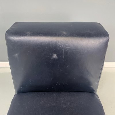 Italian Modern Square Lounge Chair in Black Leather and Metal, 1980s-GDD-1792742