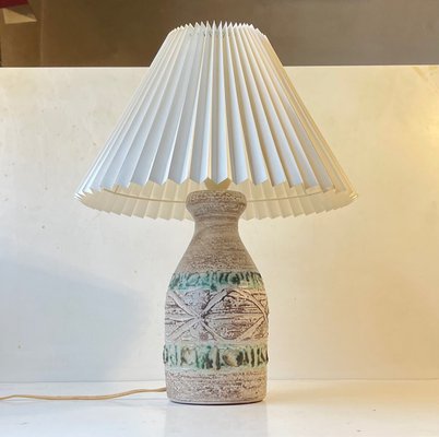 Italian Modern Table Lamp in Ceramic with Green Stripes, 1970s-LCR-1419799