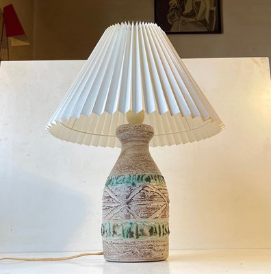 Italian Modern Table Lamp in Ceramic with Green Stripes, 1970s-LCR-1419799