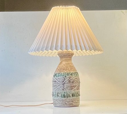 Italian Modern Table Lamp in Ceramic with Green Stripes, 1970s-LCR-1419799